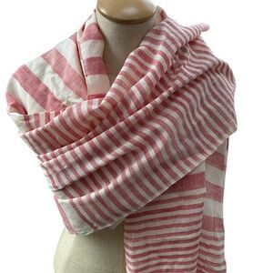 PAZ Collection India Linen red white mixed stripes shawl scarf wrap 27x75